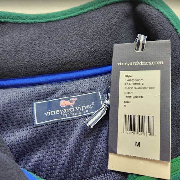 NEW MEN'S M VINEYARD VINES HARBOR FLEECE SHEP SHIRT PULLOVER SWEATER TURF GREEN - Picture 4 of 10